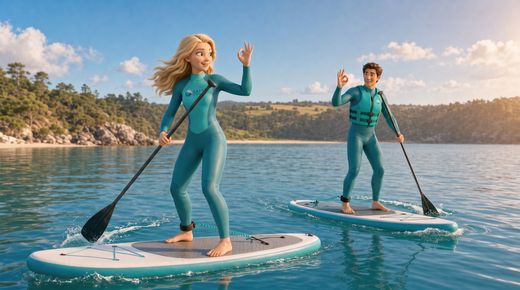 Regel 2: Immer mit Partner – Buddy-System & Aufsicht — so geht es richtig · Same water, same light: the buddy raises a hand in the OK sign, Safety answers with the s