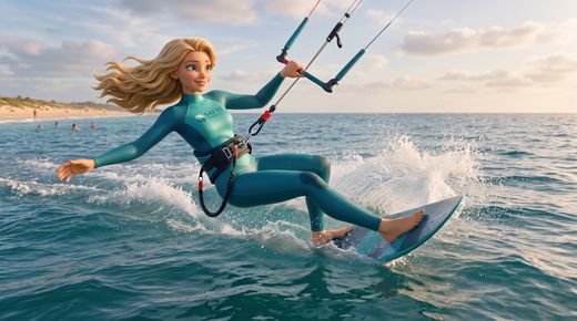 Regel 8: Abstand halten – Schwimmer, Taucher und andere schützen — sport · Safety kitesurfing in open water far from a beach where swimmers are visible as small figures near sho