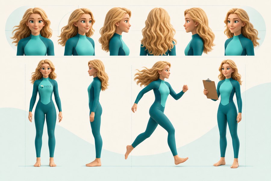 Safety Character Model Sheet .1 DESIGNER ENTWURF — Safety-Motiv „Safety Character Model Sheet .1 DESIGNER ENTWURF“.
