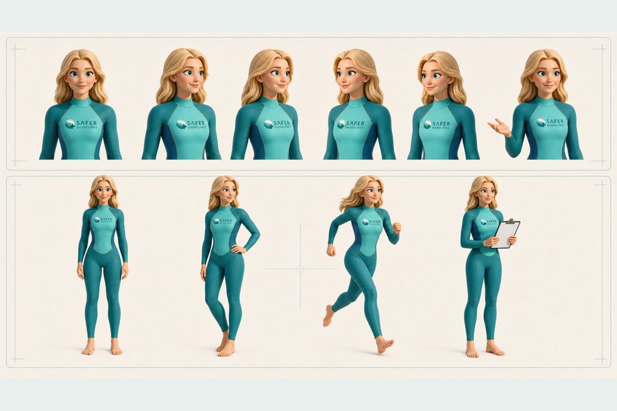 Safety Character Model Sheet .1 HAAR KORRIGIERT — Safety-Motiv „Safety Character Model Sheet .1 HAAR KORRIGIERT“.